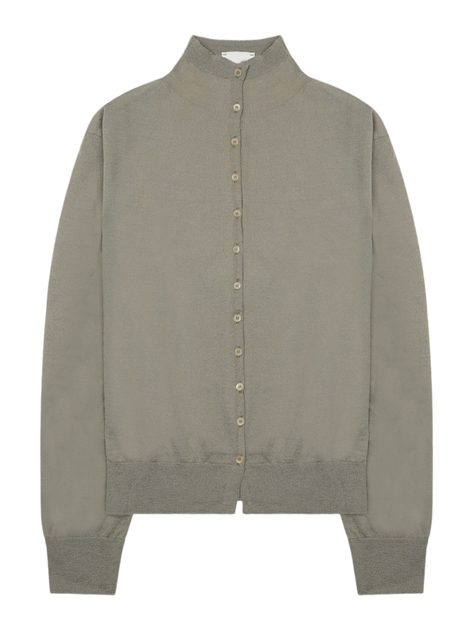 ALYSI Fine-Knit Grey Button-Down Merino Wool-Blend Sweater | ShopSimon