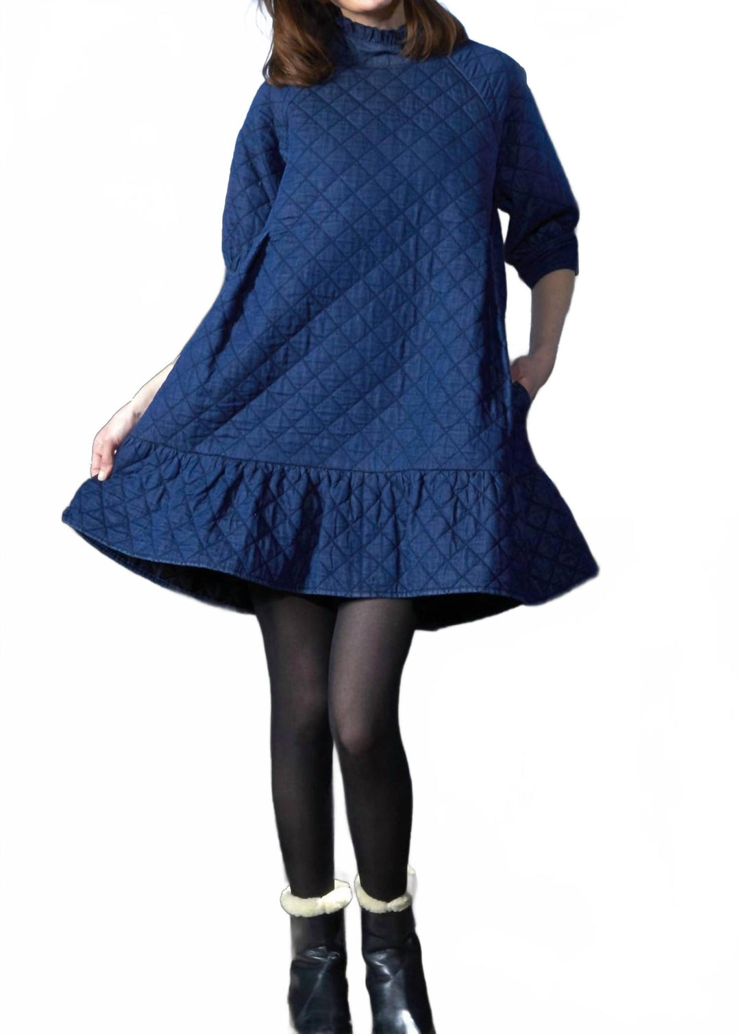 Dizzy-Lizzie St. Tropez Softly Quilted Dress In Denim