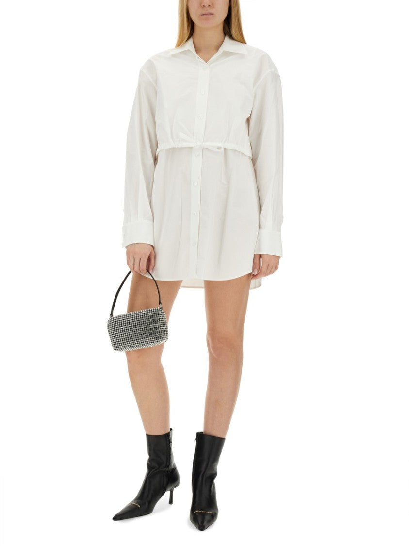 ワンピース Alexander Wang SS25 Shirt dress (1WC1256712 100) Deconstructed Mini Shirtdress in WHITE | alexanderwang®