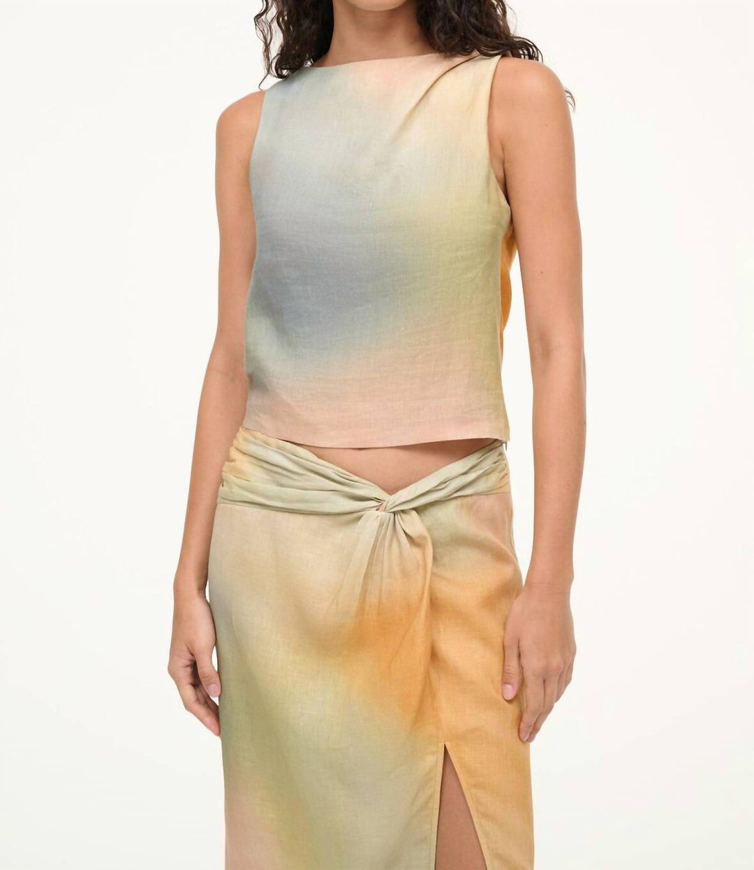 STAUD Boa Linen Top In Pastel Clouds