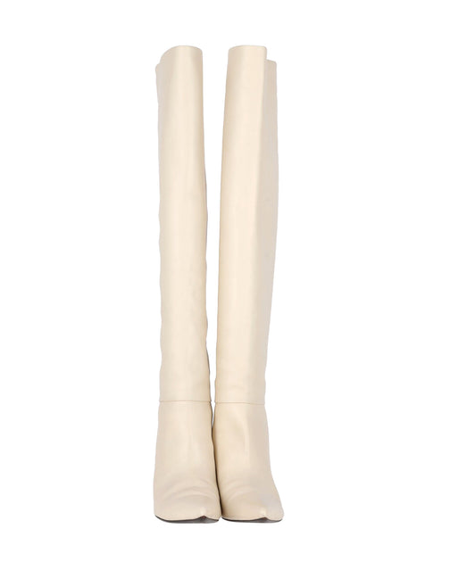 The Row Bourgeoisie Over-the-knee Boots In Cream Calfskin Leather ...