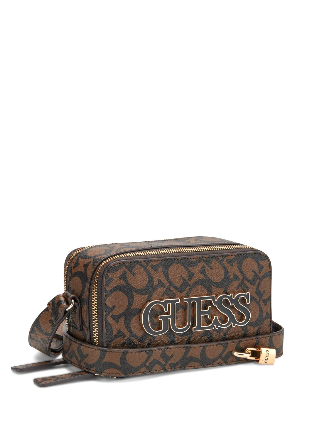Borsa A Tracolla GUESS G James Logo Mini Double Zip - Taupe, 25x14x5,5 Cm - Pelle Sintetica, 2 Scomparti - 3