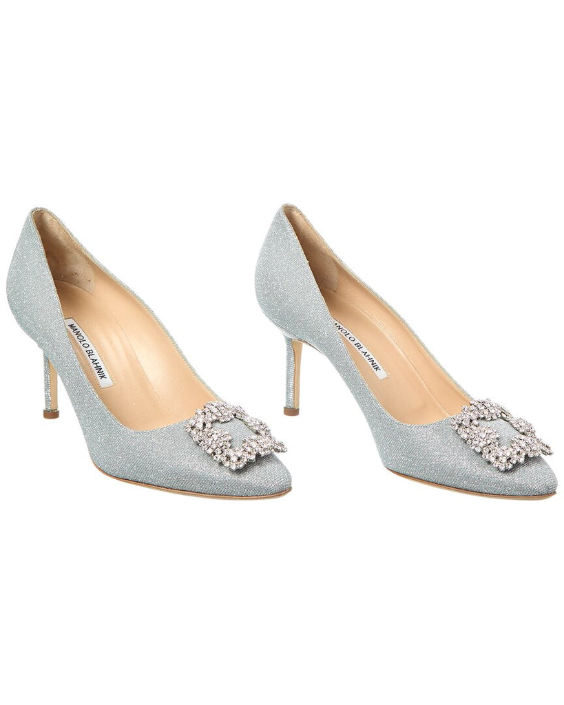 MANOLO BLAHNIKマノロブラニク　HANGISI GLITTER 70 HANGISI GLITTER 70 | Dark Gold Glitter Fabric Jewel Buckle