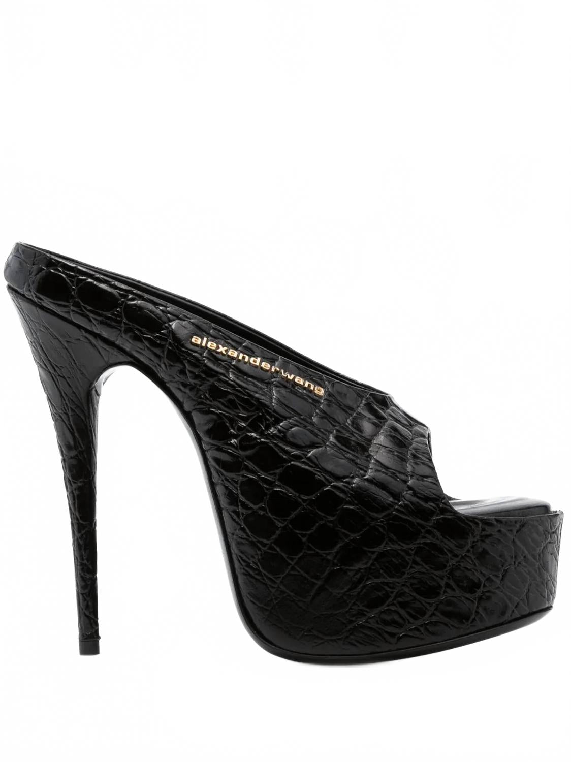 Alexander Wang Women's Destiny 150Mm Croc Embossed Leather Sandal