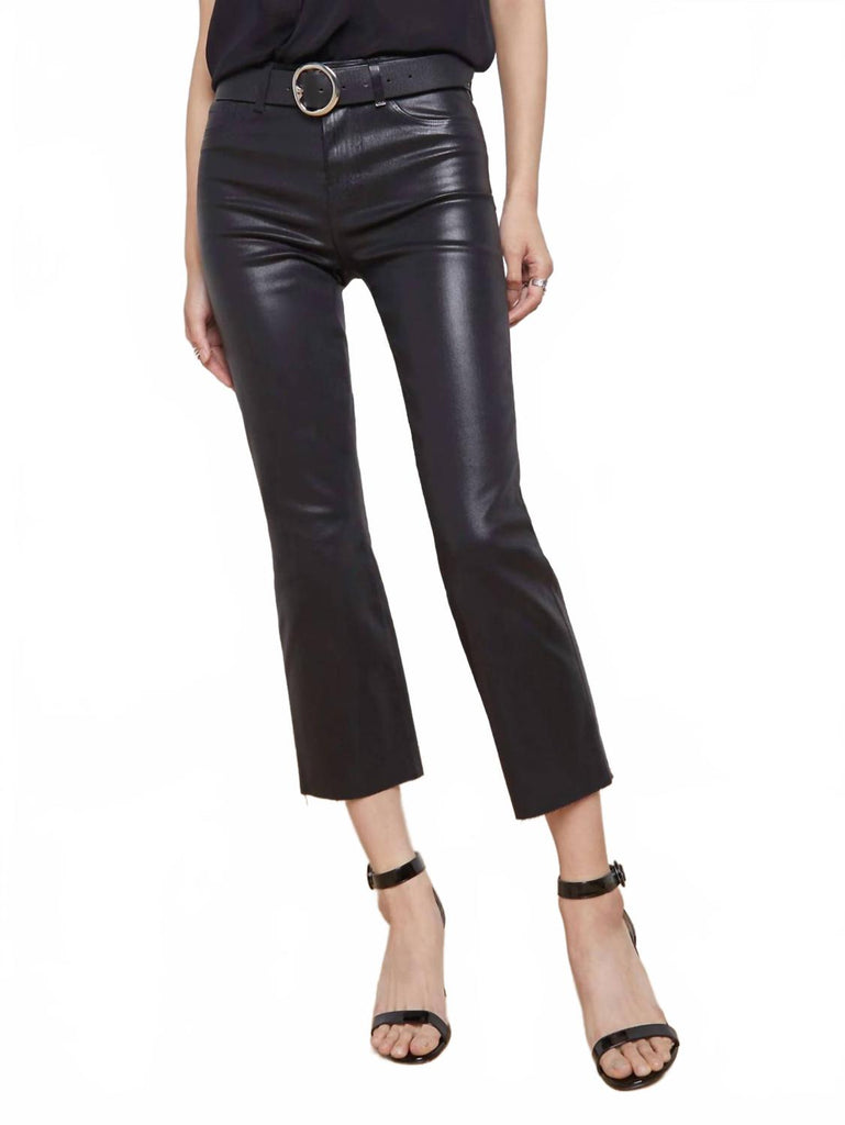 L'Agence Kendra Cropped Flare Jean In Noir Coated ShopSimon