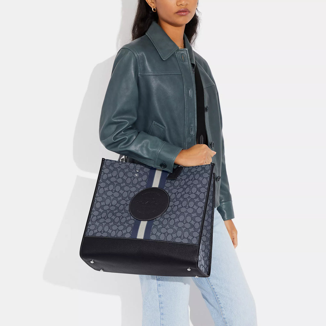 Coach Outlet Dempsey Tote 40 In Signature Jacquard With Stripe And