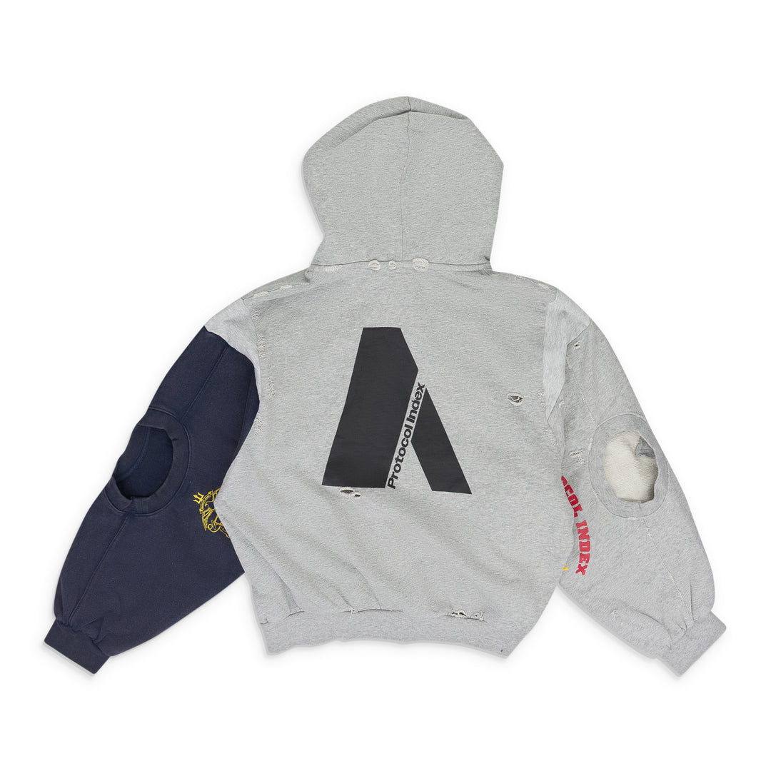 Protocol Index Melange Grey Reconstructed Zip Hoodie | ShopSimon
