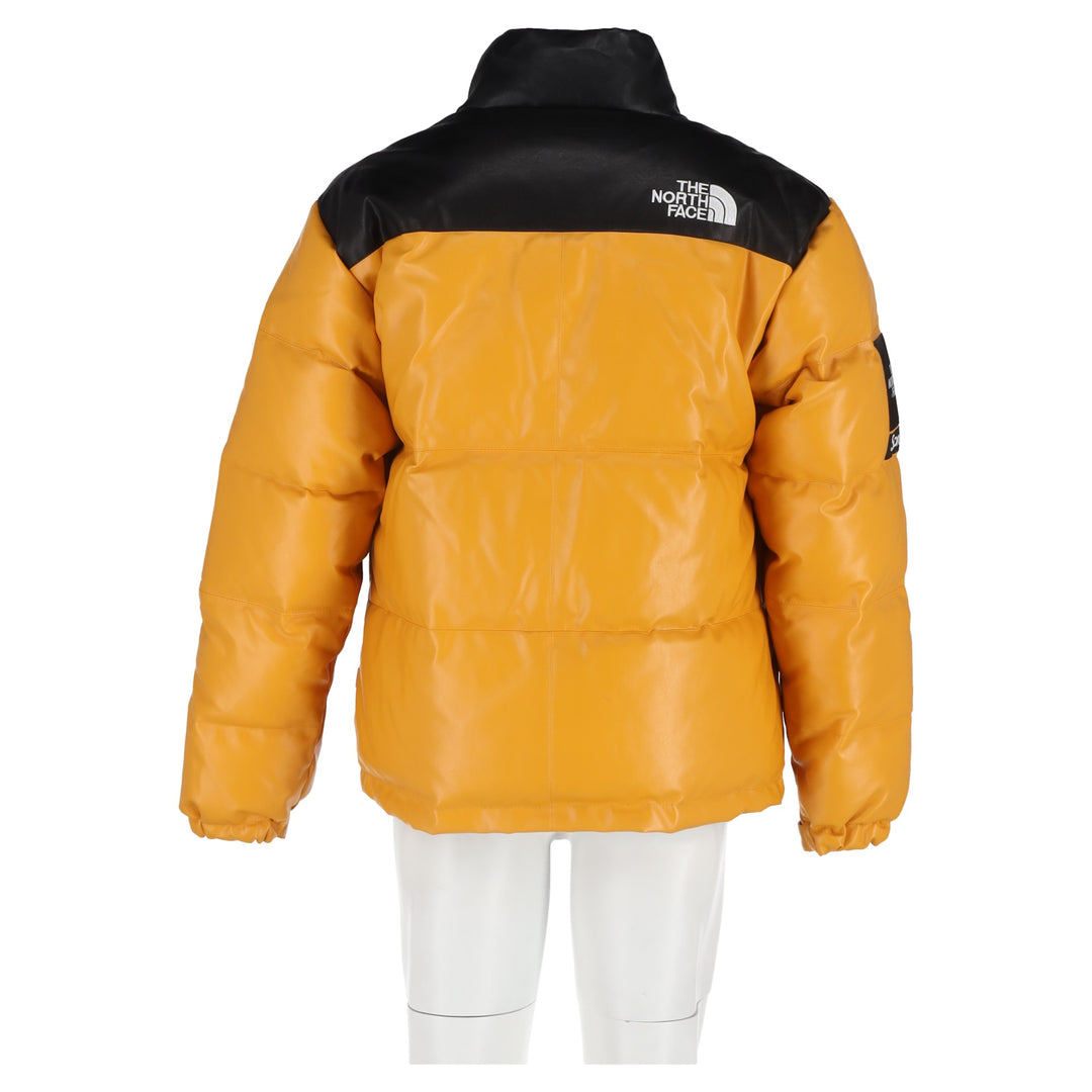 Supreme X The North Face Nuptse Jacket In Yellow Leather | ShopSimon