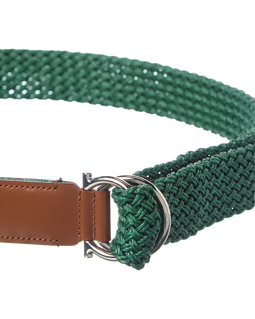 Salvatore Ferragamo Ferragamo Woven & Leather Belt | ShopSimon display picture 1