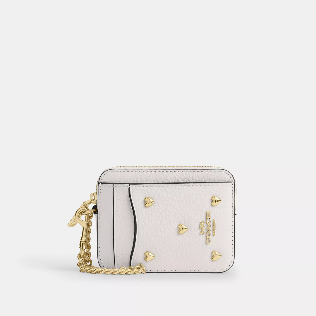 Coach Outlet Zip Card Case With Heart Rivets | ShopSimon