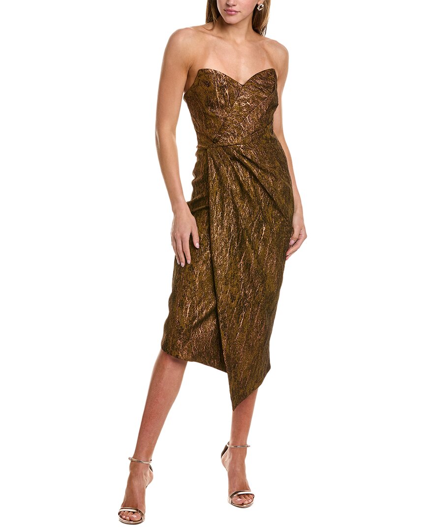 Theia Stretch Jacquard Strapless Cocktail Dress