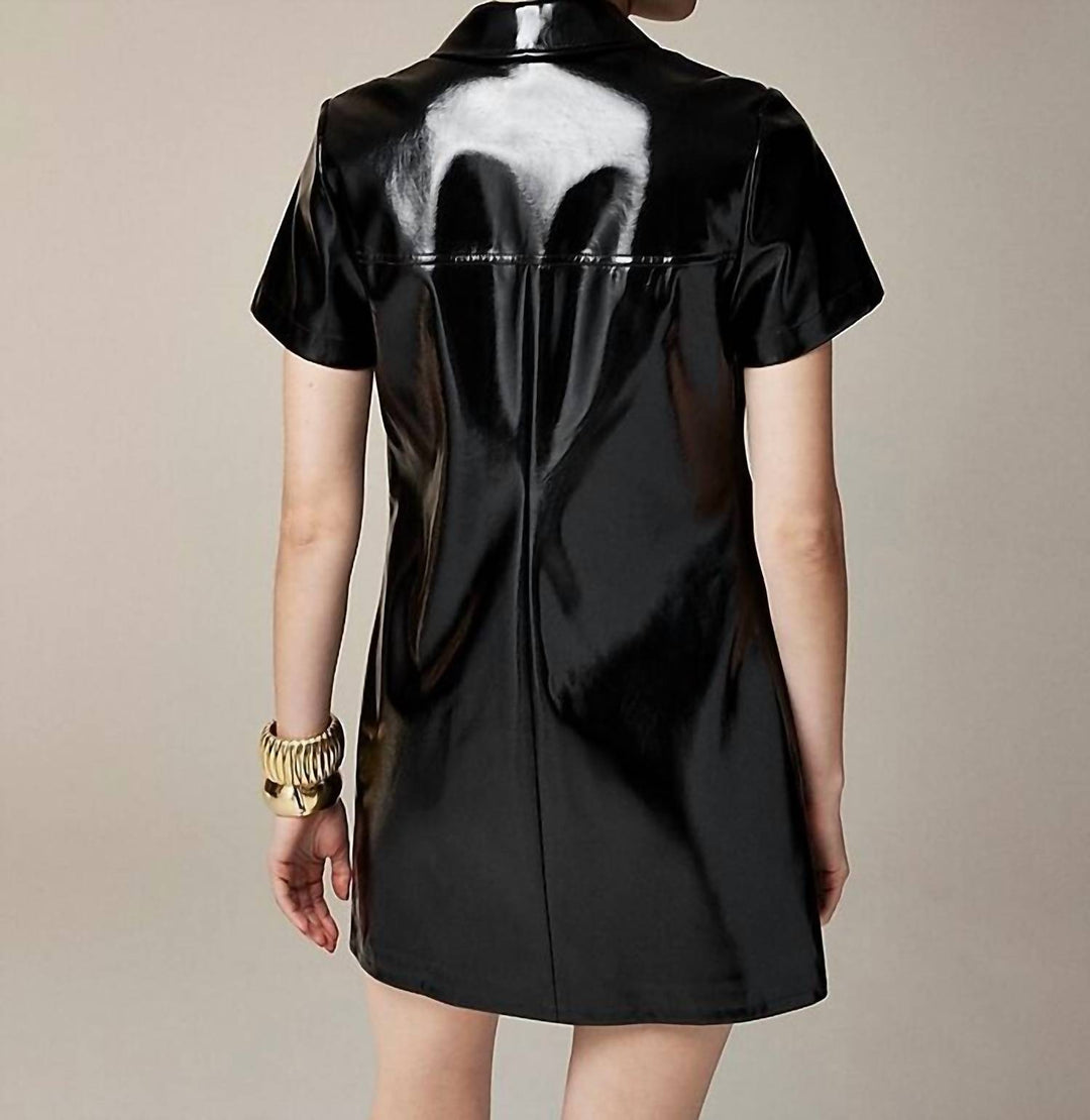j crew gamine shirt dress J.Crew Gamine Shirtdress In Faux Patent Leather In Black