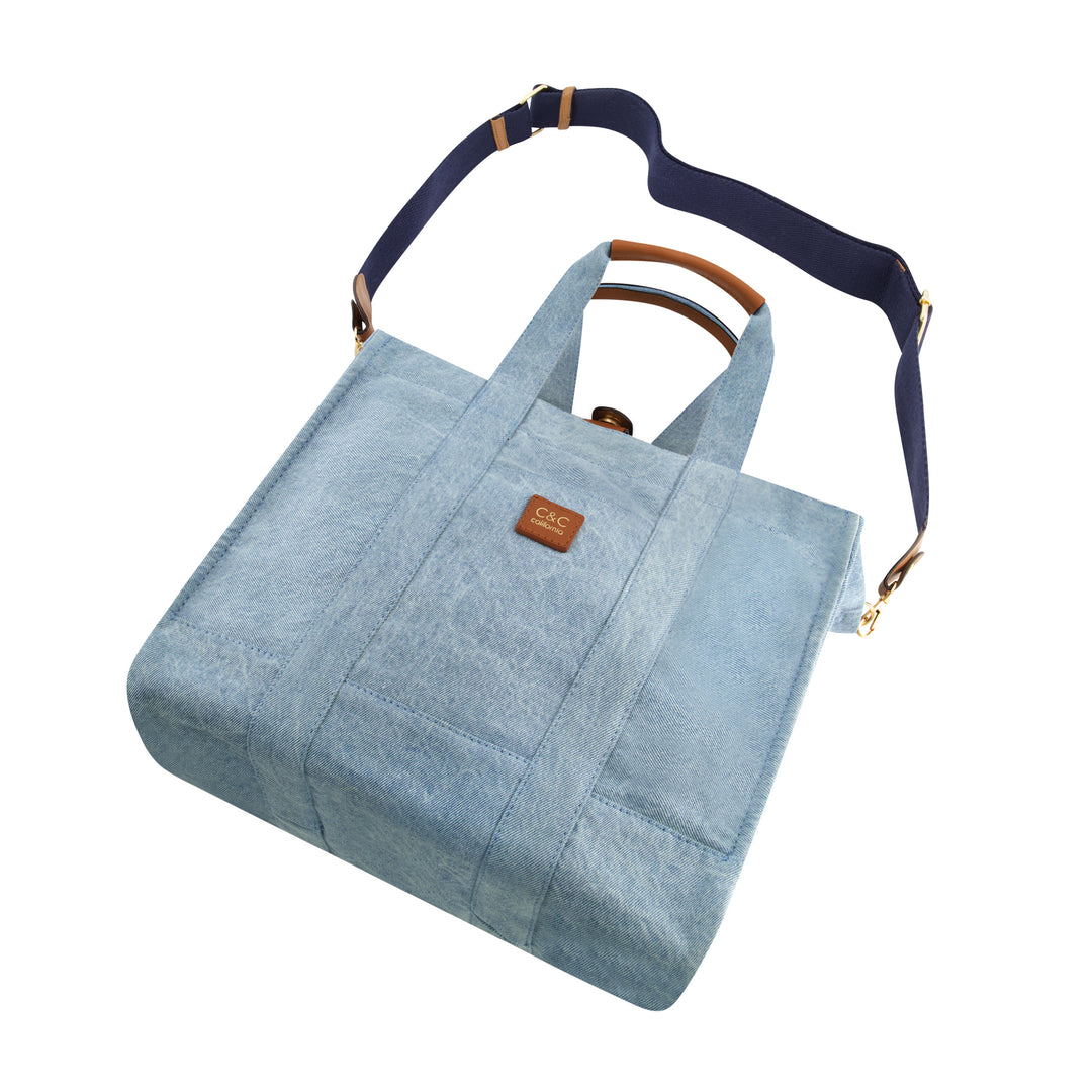 C & C California Medium Denim Tote With Pocket | ShopSimon display picture 2