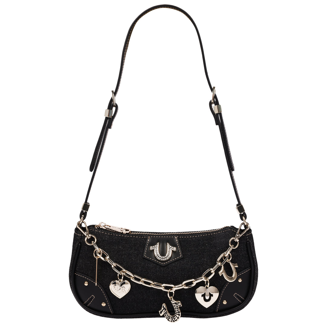 True Religion Horseshoe Chain Denim Shoulder Bag – Charm Detail