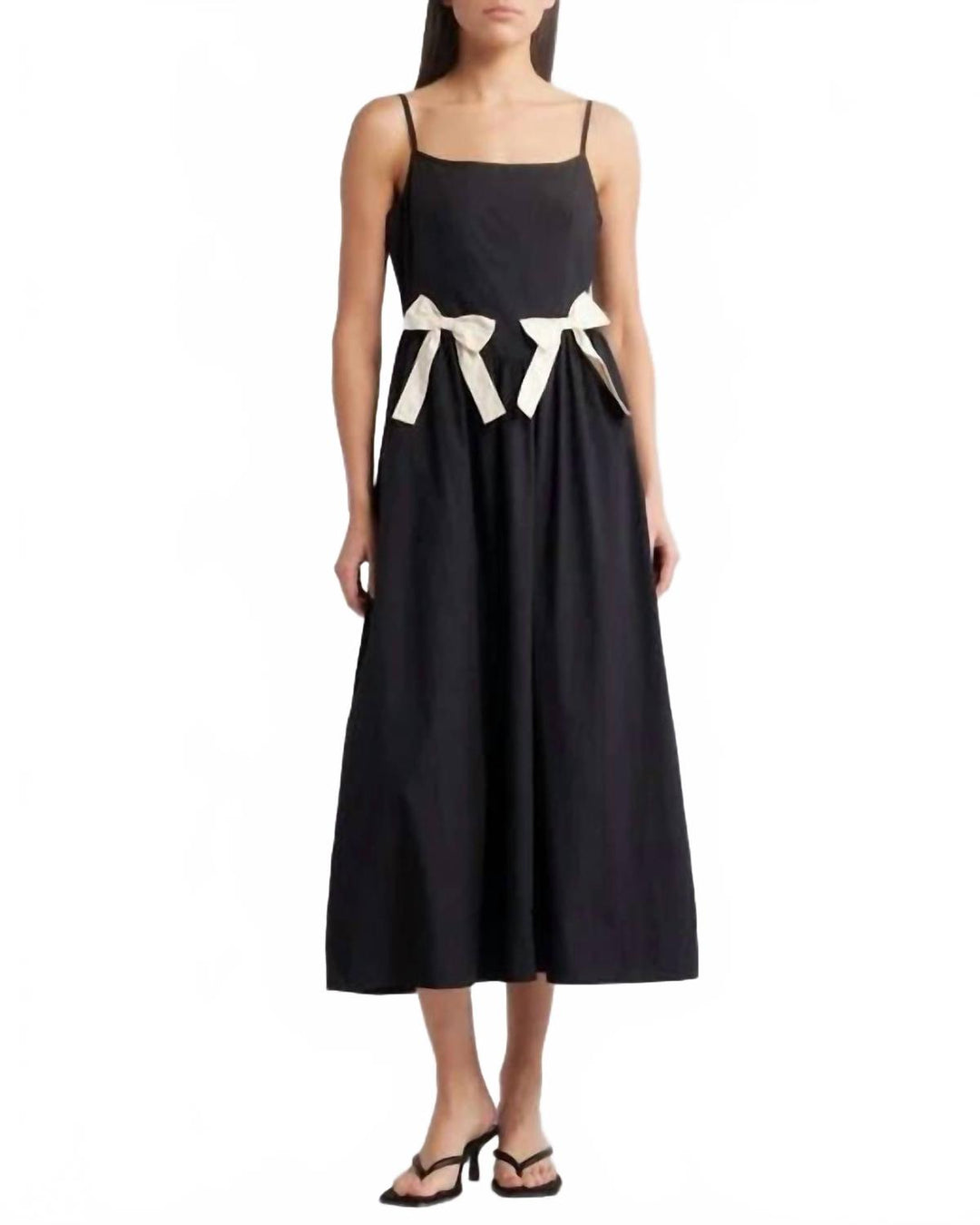MOON RIVER Bow Midi Dress In Black