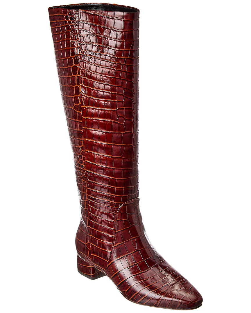 VERONICA BEARD Cecile Croc-embossed Leather Knee-high Boot | ShopSimon