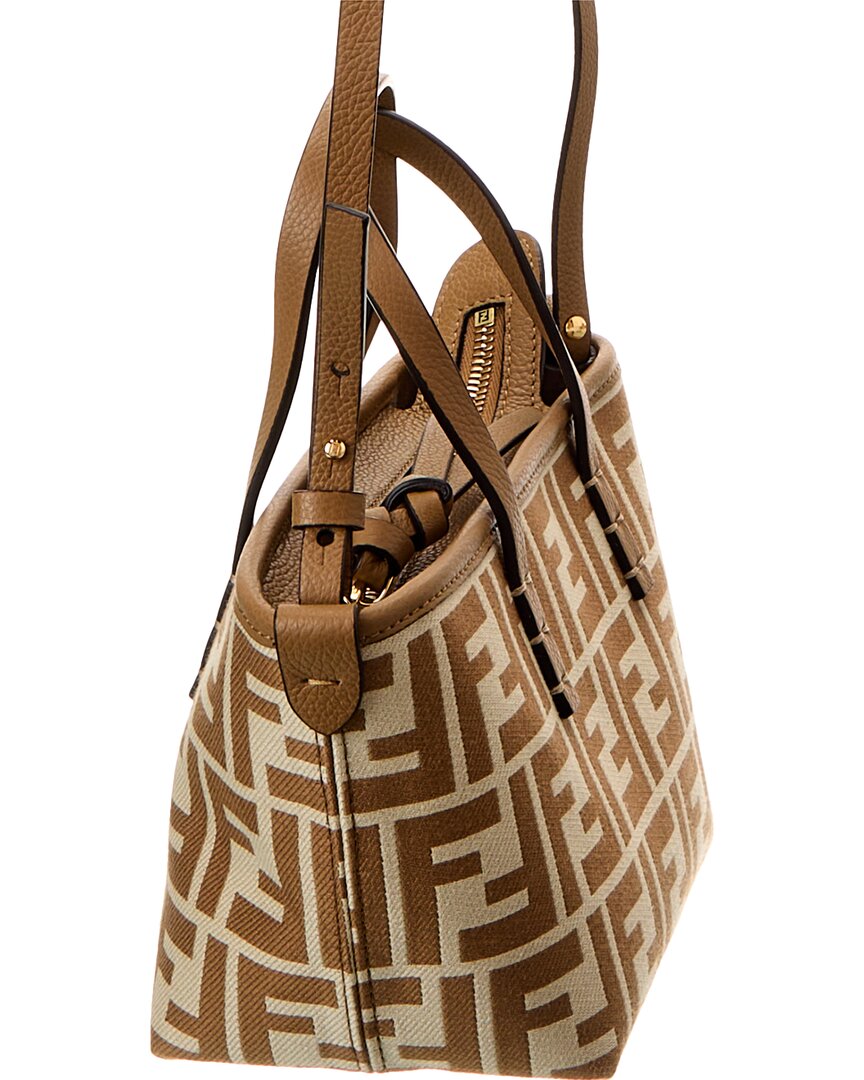 FENDI Mini Roll Ff Jacquard Leather-trim Tote ShopSimon