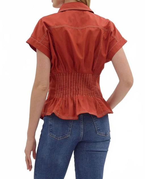 entro Martini Fitted Top In Rust | ShopSimon