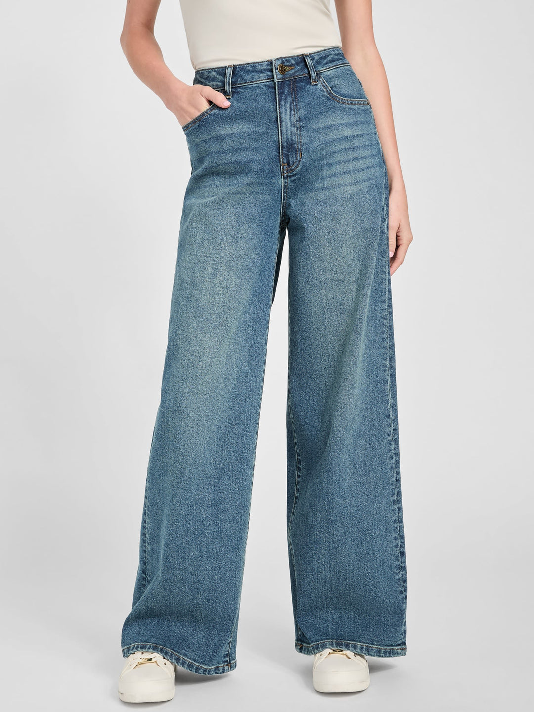 Guess Factory Lisbeth Wide Leg Denim Pants | ShopSimon