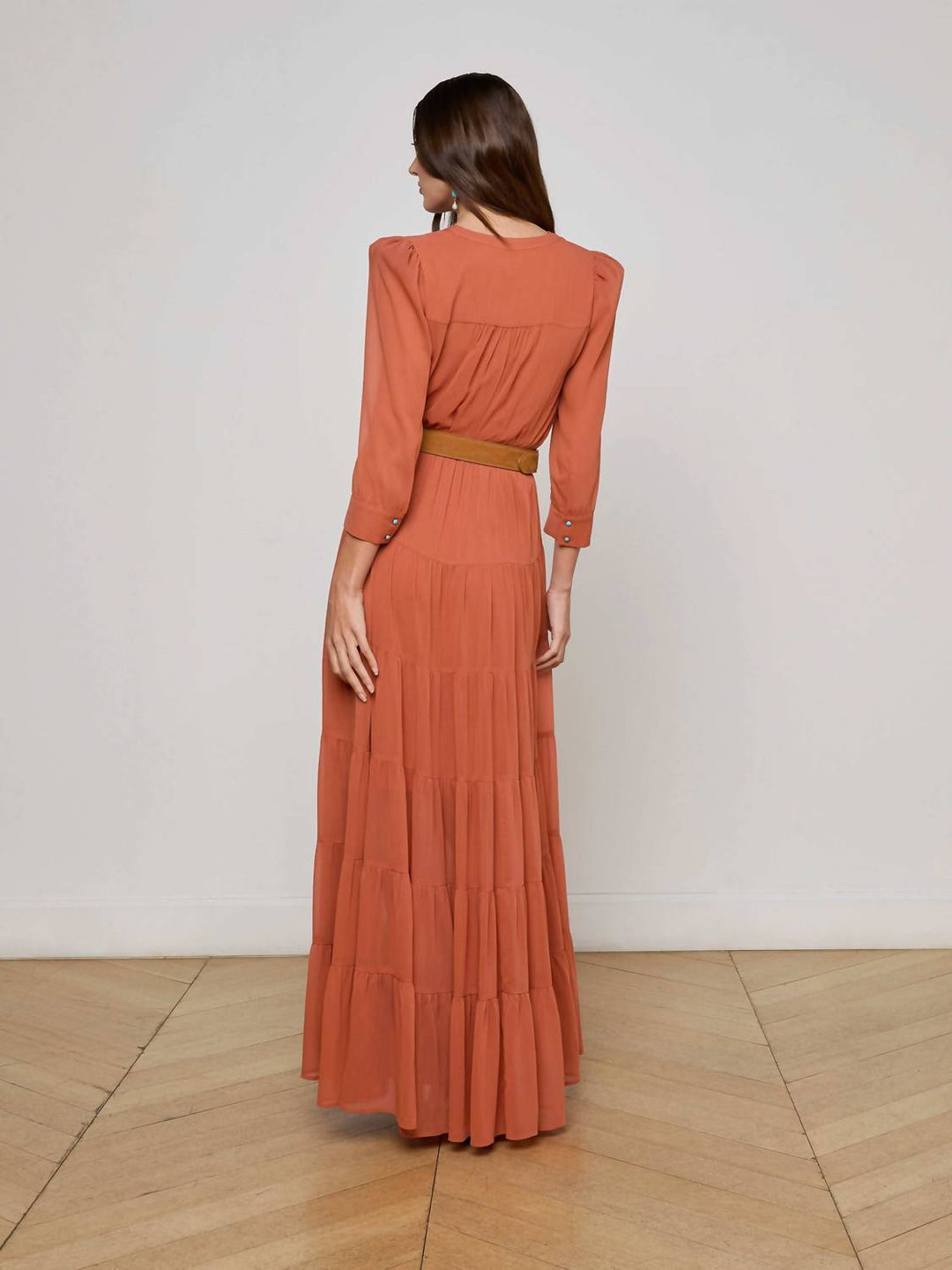L'Agence Seraphina Tiered Maxi Dress In Baked Clay | ShopSimon L'Agence Seraphina Tiered Maxi Dress In Baked Clay | ShopSimon