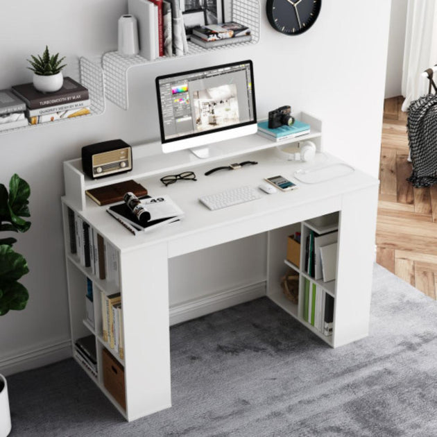 Hivvago Office Computer Desk with Dual 3 Tier Bookshelf and Monitor ...