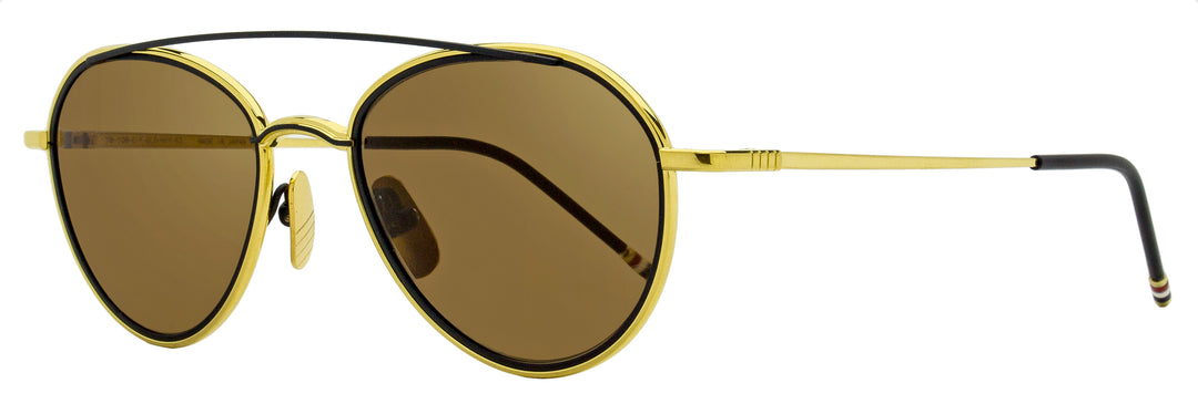 Thom Browne Oval Sunglasses TB109 CTGLDNVY Gold/Black 53mm. Unisex Thom Browne TB-109-C-GLD-NVY-53 Gold/Matte Navy 53mm  main image 2