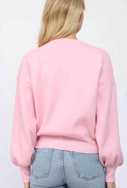 Fate Heart Button Cardigan In Pink | ShopSimon