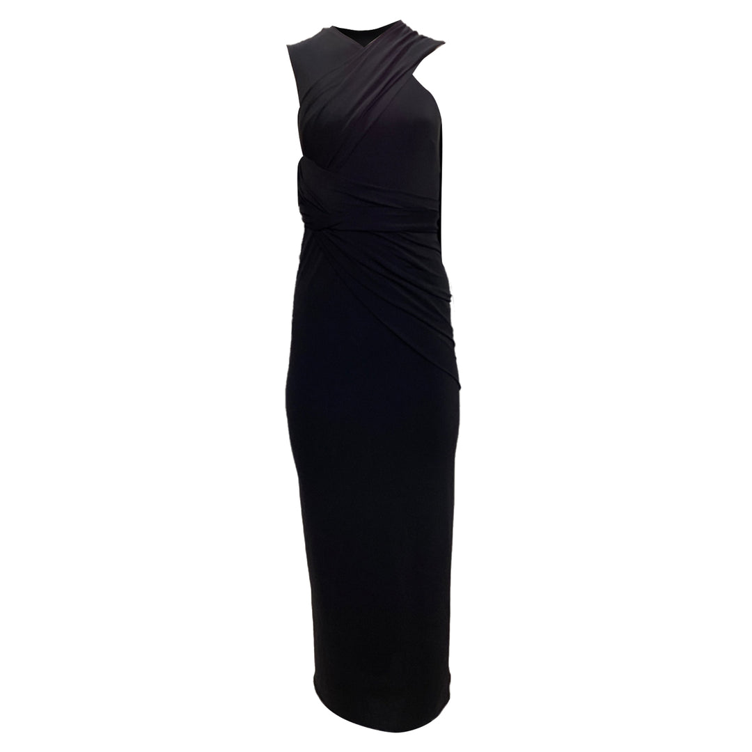 blue dress for baby girl Alexander wang Asymmetrical Draped Cutout Back Dress In Black Acetate