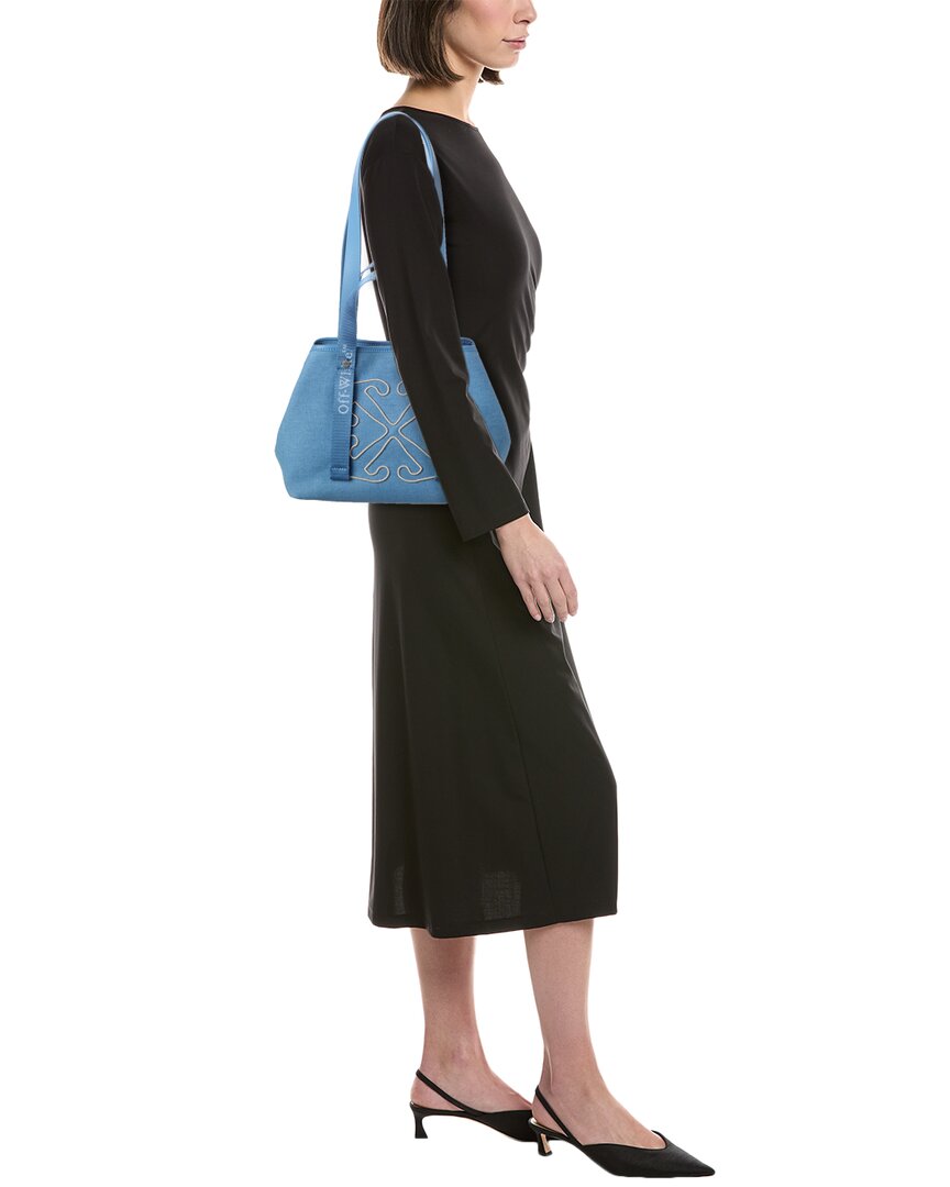 OFF WHITE Off-White East West Small Denim & Leather Tote | ShopSimon