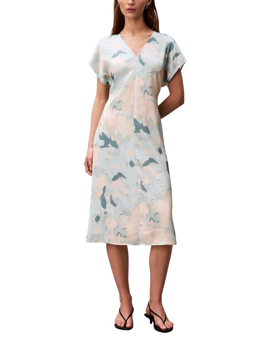 strapless open back dress Calvin Klein Satin Print Midi Dress