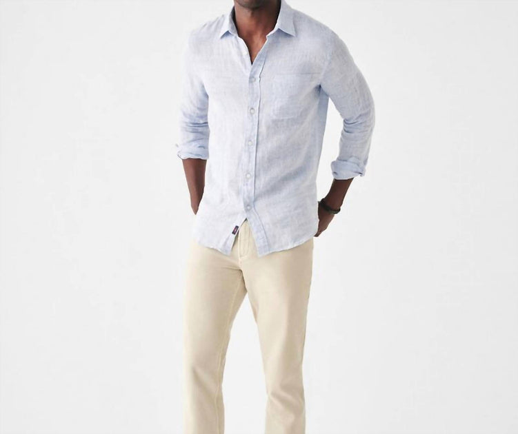 Faherty Linen Laguna Shirt In Light Blue Melange | ShopSimon