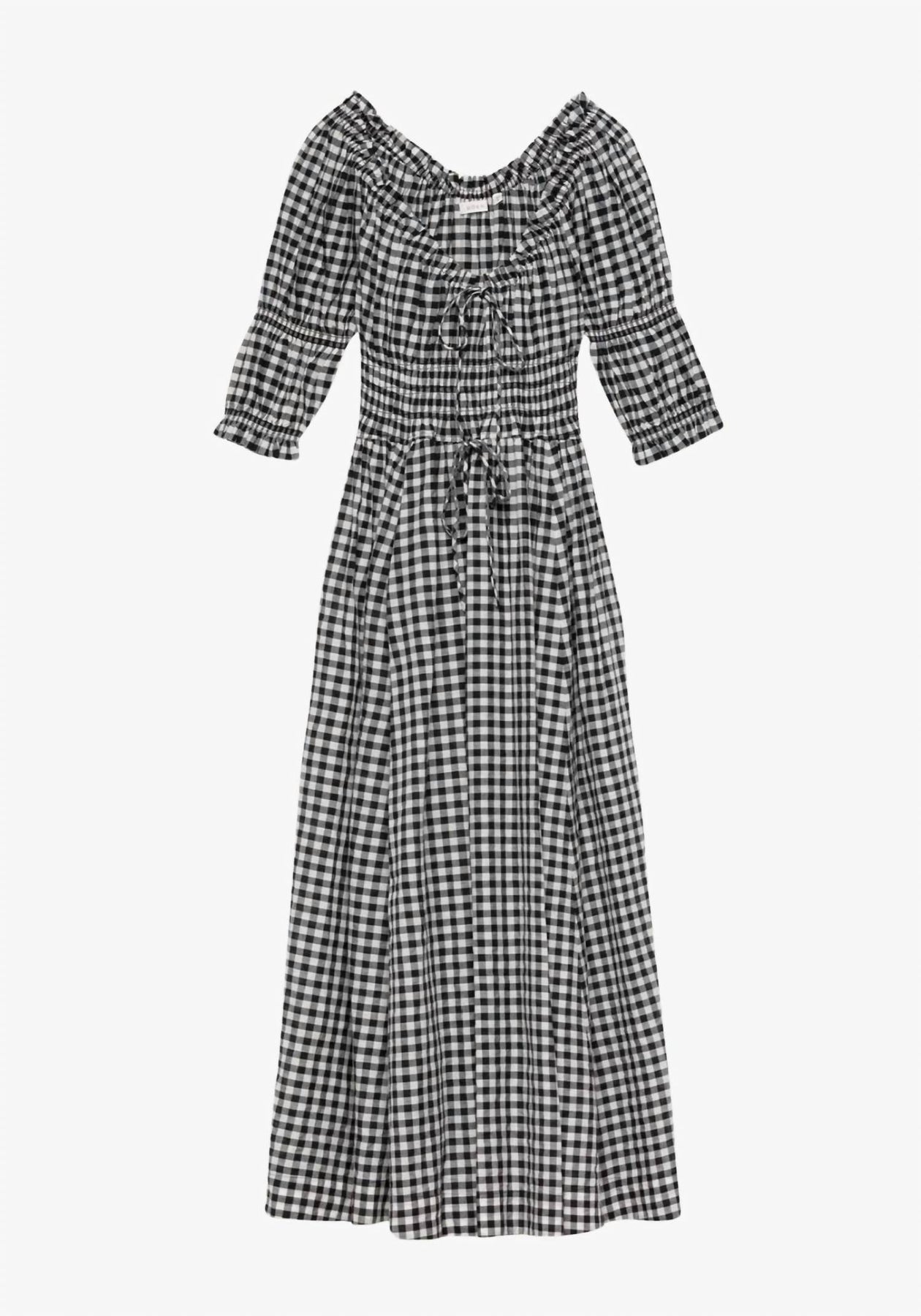 DÔEN Ischia Dress In Noir Greta Gingham | ShopSimon