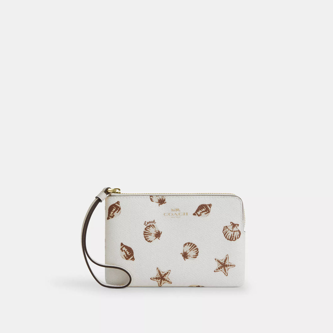 Coach Outlet Corner Zip Wristlet With Shell Print | ShopSimon