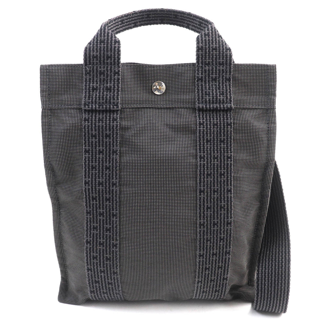 Hermes Backpack Her Line a Dos MM Dark Gray Canvas Her HERMÈS Dark Grey Canvas Her Line PM Travel Backpack – portluxe main image 4