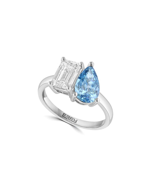 Bague Effy Fine Jewelry En Or Jaune 14K Avec Topaze Bleue De Londres 5.00 Ct – Taille 7, Neuve
