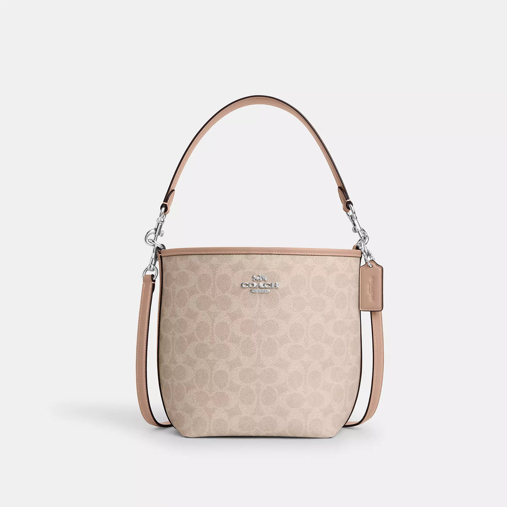 Coach Town Bucket Bag With sale Stripe Signature Canvas Interior