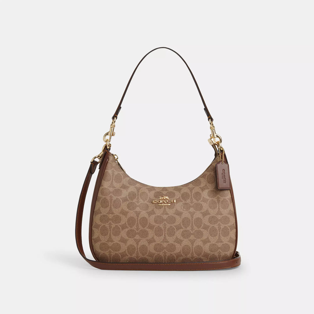 バッグ COACH Signature Hobo Shoulder Bag Brown Coach Outlet Teri Hobo Bag In Signature Canvas | ShopSimon