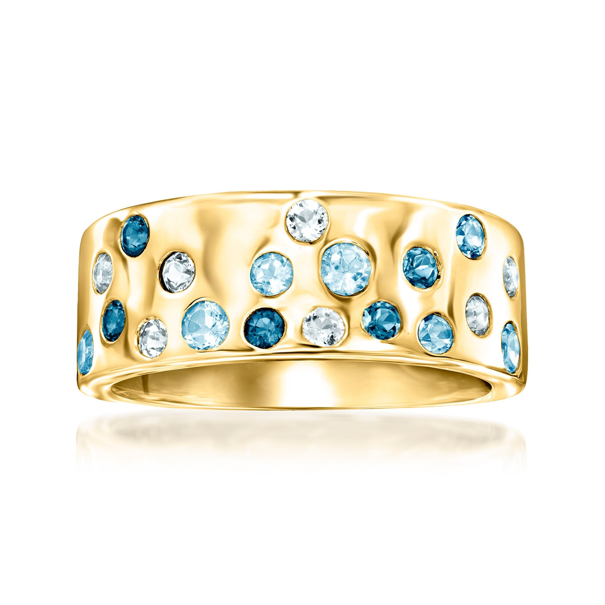 Ross-Simons Ross-Simons Tonal Blue Topaz Ring in 18kt Gold Over Sterling,Specials : American Fashion Style Bags On Sale