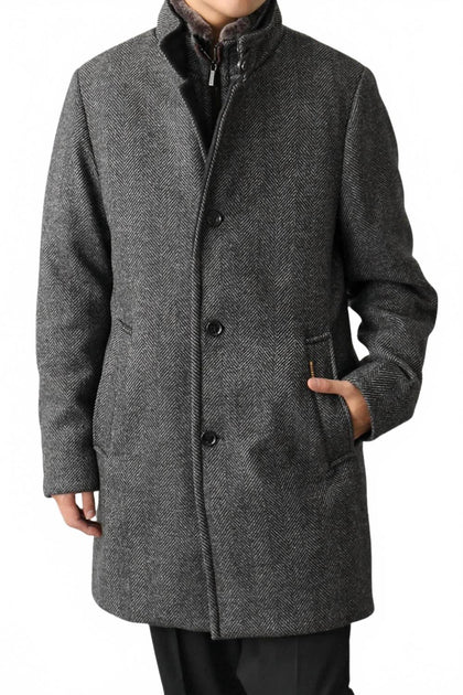 MooRER Bond Button-Fastening Coat In Antracite | ShopSimon