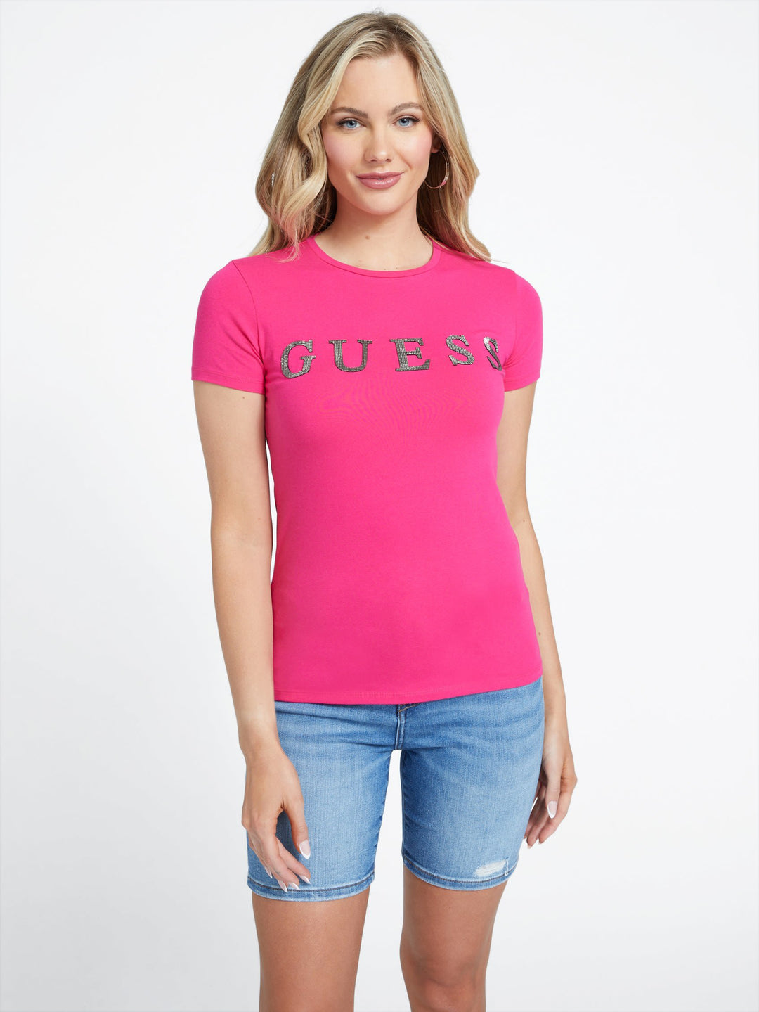 *p(R)ojectR® Rhinestone Logo SS Tee XL Guess Factory Pepper Rhinestone Logo Tee | ShopSimon