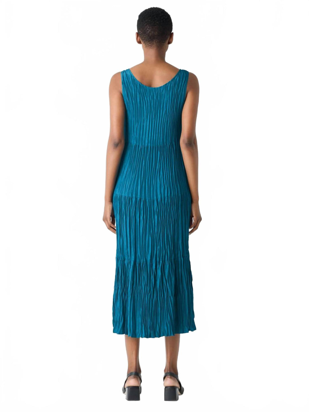 crushed silk tiered dress eileen fisher NWT Eileen Fisher BRONZE Crushed Silk Jewel Neck Tiered Dress Size XS MSRP$388