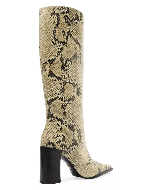 SCHUTZ Raffaela Snake Leather Boots In Natural | ShopSimon