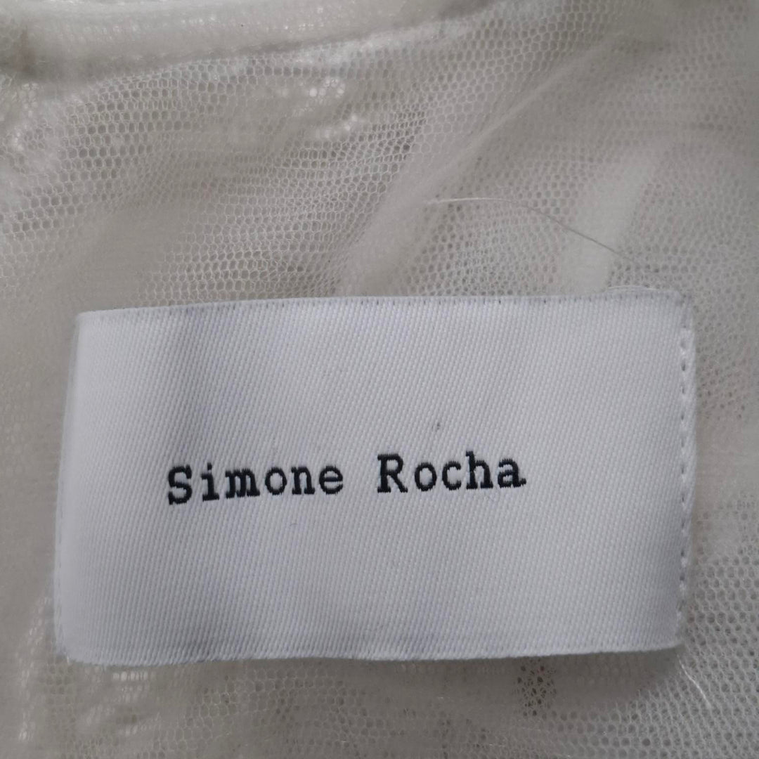 simone rocha Floral-applique Mesh Midi Dress In White Polyester
