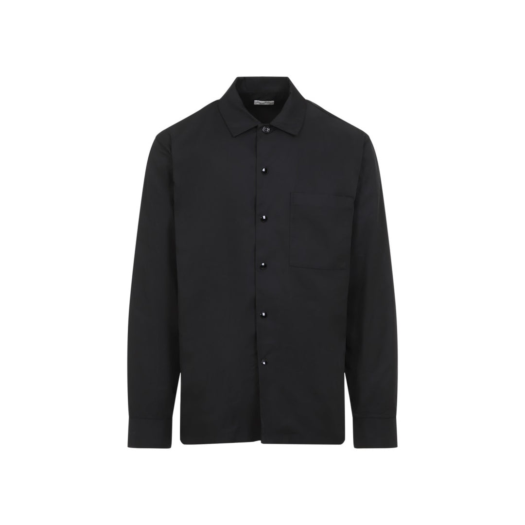 Dries Van Noten Cornish Black Tech Fabric Shirt With Pointed