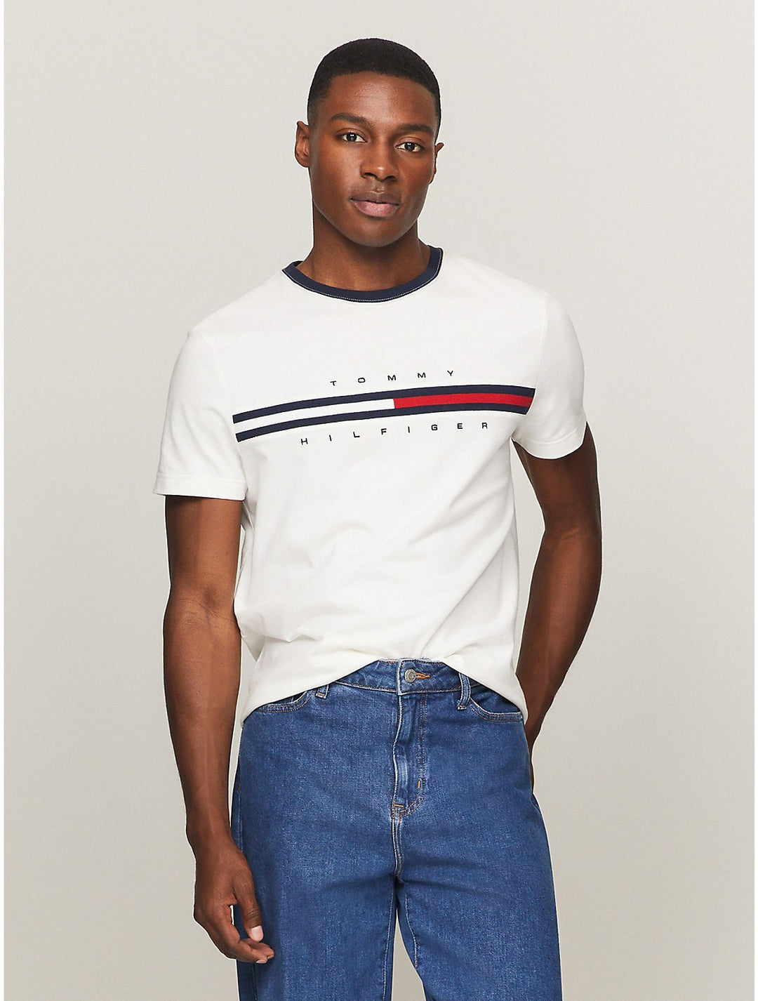 Tommy Hilfiger Men's Flag Logo Ringer T-Shirt