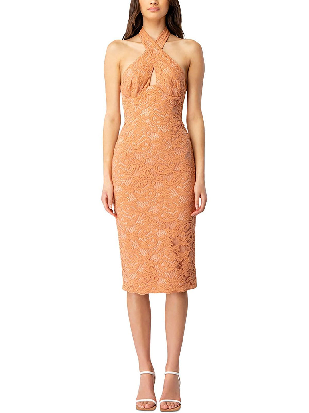 Bardot halter lace dress hotsell