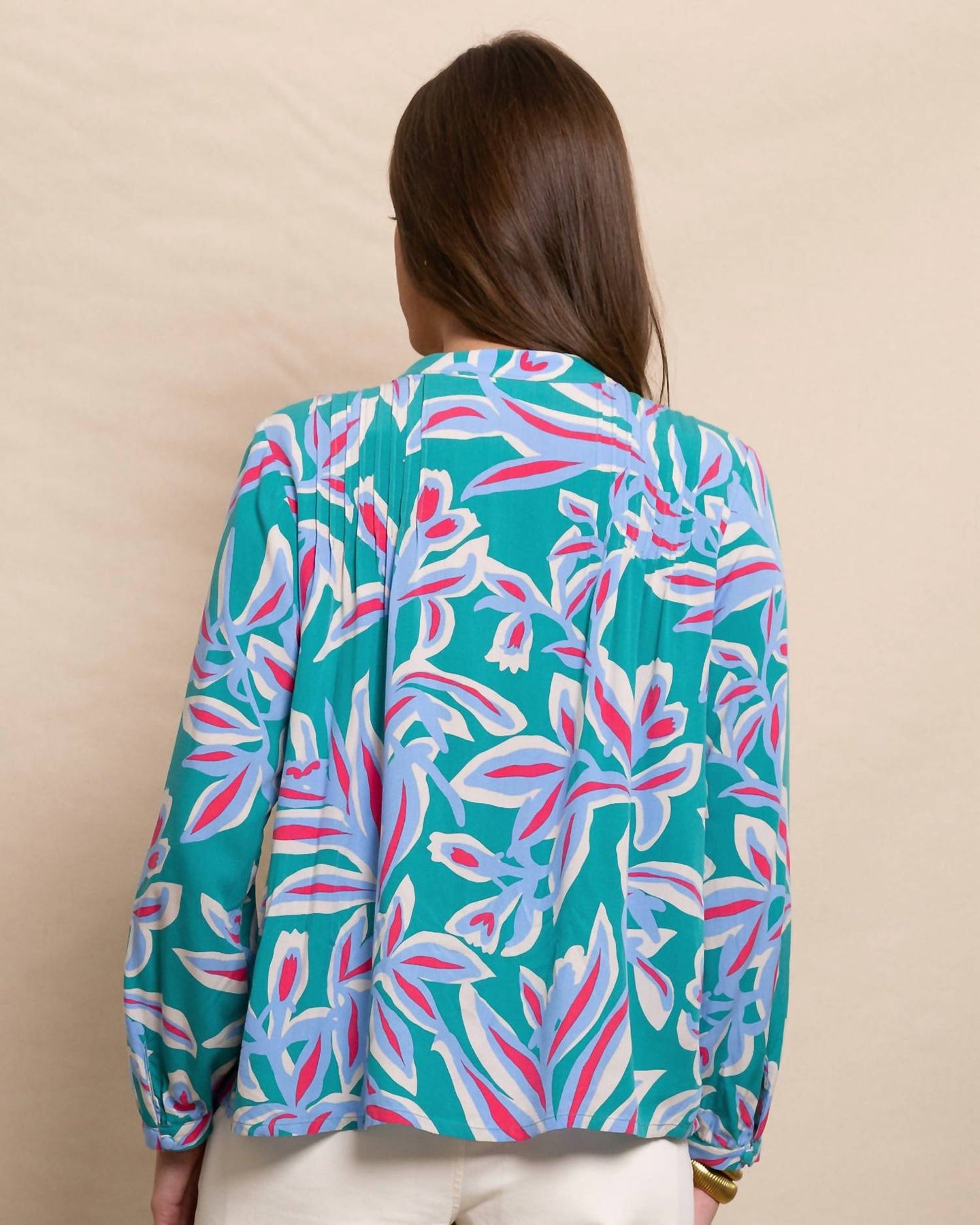 SOUTHERN TIDE Bonnie Vintage Garden V-Neck Top In Spruce Shade