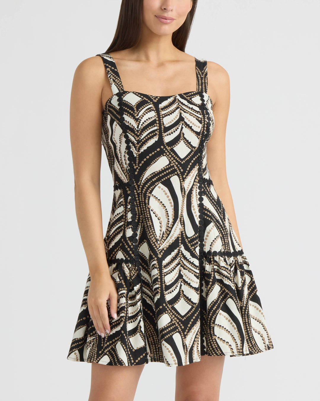 Ellen Tracy Women's Linen Dotted Lace Trim Dress