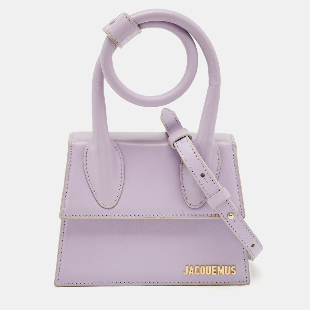 Jacquemus Lilac Leather Le Chiquito Noeud Top Handle Bag | ShopSimon