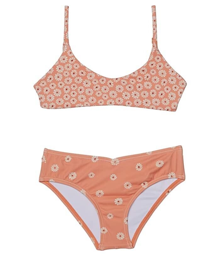 スイミングガール８ Billabong Girls Bikini Top 8 Peach Floral Print Stretch Two-piece